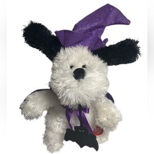 Sound N Light Animatronics 10" Puppy Dog Plush White Purple Witch Doctor - WORKS